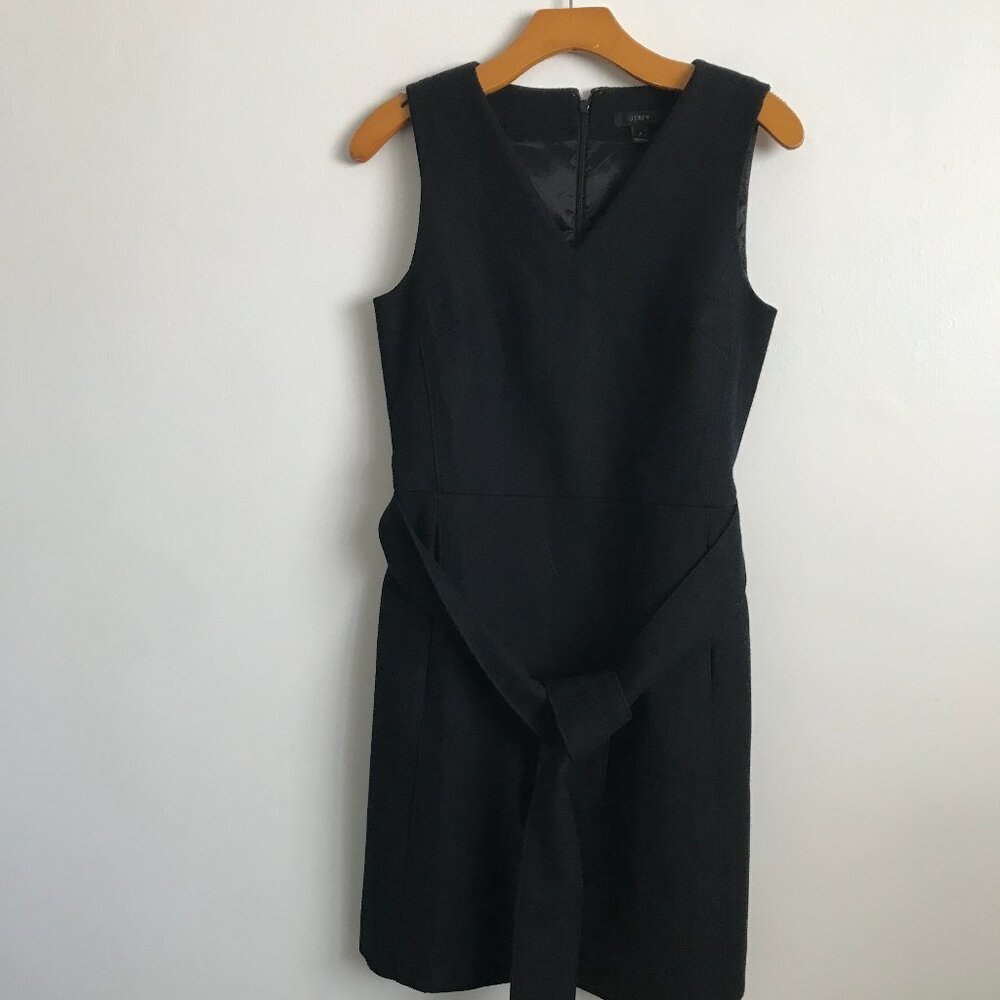 J CREW WOMENS DRESS WOOL NAVY SLEEVELESS SHEATH KNEE LENGTH 2